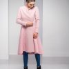 Wool Cardigan Coat Women Winter Pink Jacket Minimalist