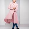 Wool Cardigan Coat Women Winter Pink Jacket Minimalist