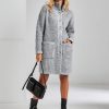 Knit Long Mohair Cardigan Women's Warm Coat Button