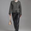 Wool Zip Cardigan For Women Structured Knit Jacket