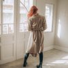 Powder Beige Wool Cardigan Coat: Asymmetrical Wrap Jacket
