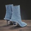 Thick Sole Round Toe Short Boots:side Zipper High